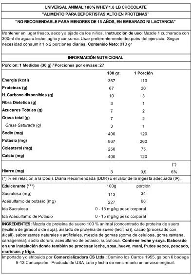 Proteína Animal 1.8 LB chocolate