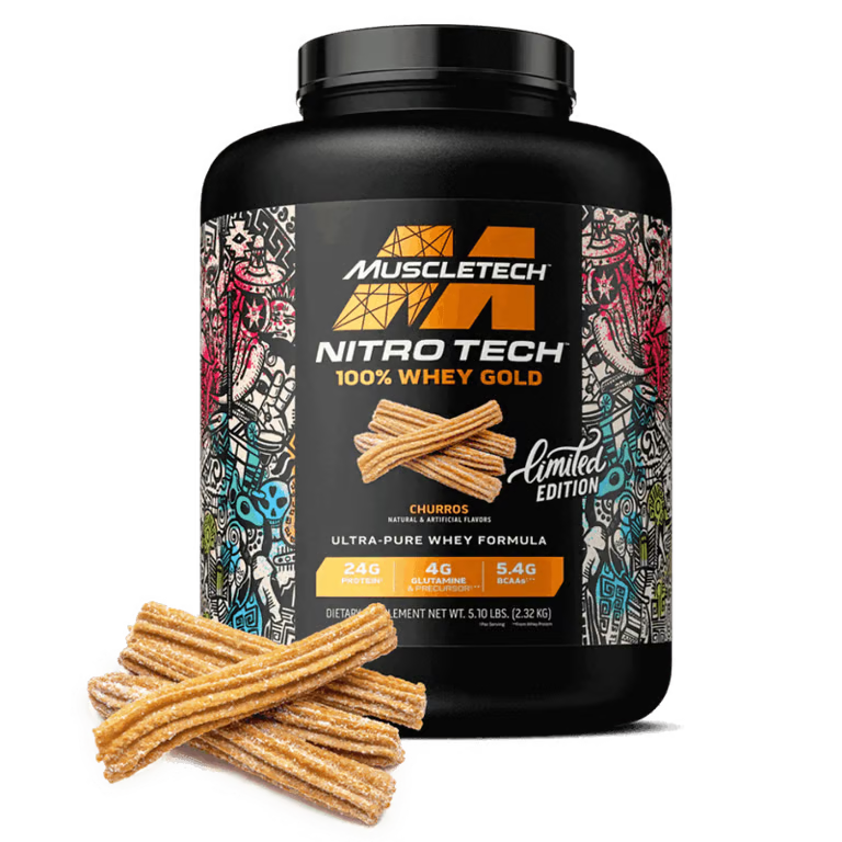 Proteína Nitro Tech Gold MuscleTech 5 LB churros ⚡