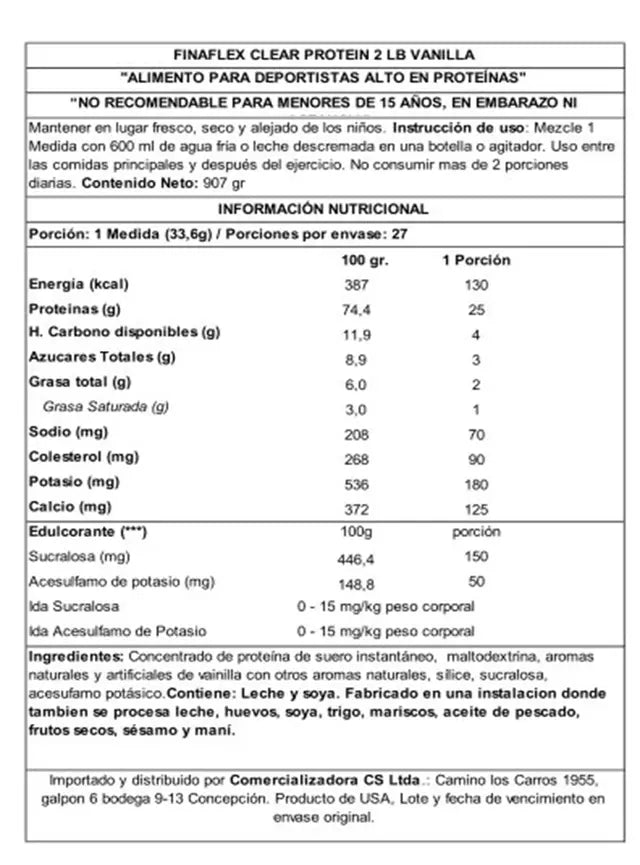 Proteína Clear Finaflex 2 LB vainilla