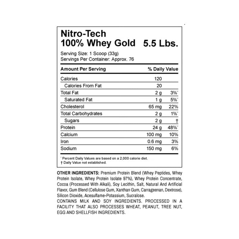 Proteína Nitro Tech Gold MuscleTech 5 LB chocolate ⚡