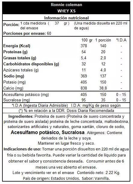 Proteína Whey RC XS 5LB chocolate ⚡