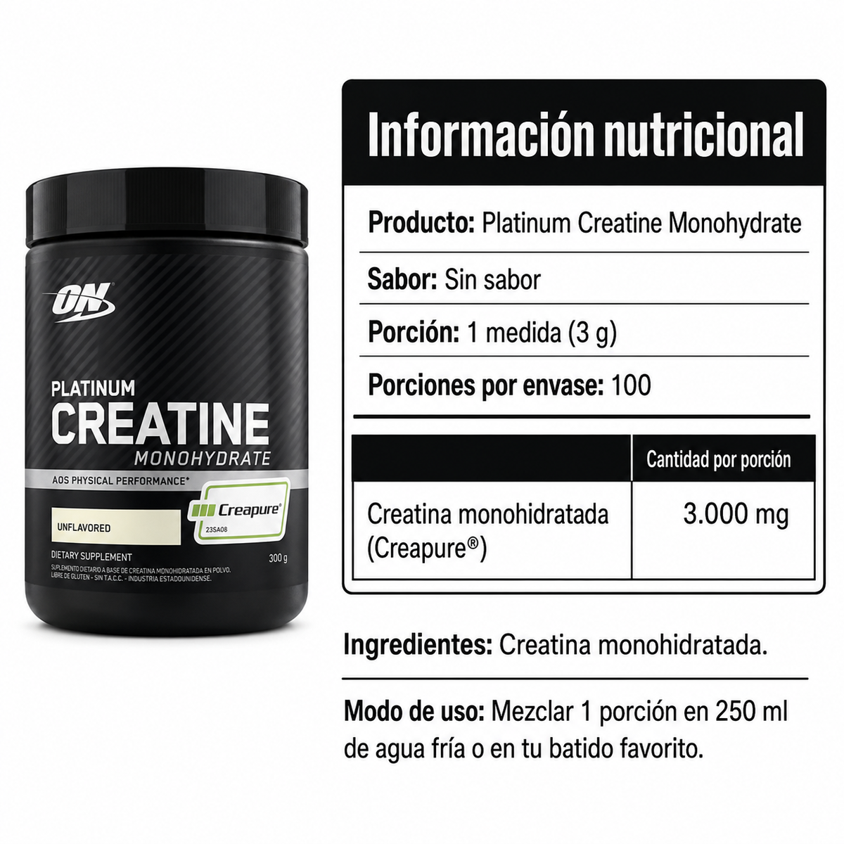 Optimum Nutrition Creatine Creapure 300 g | Creatina ON