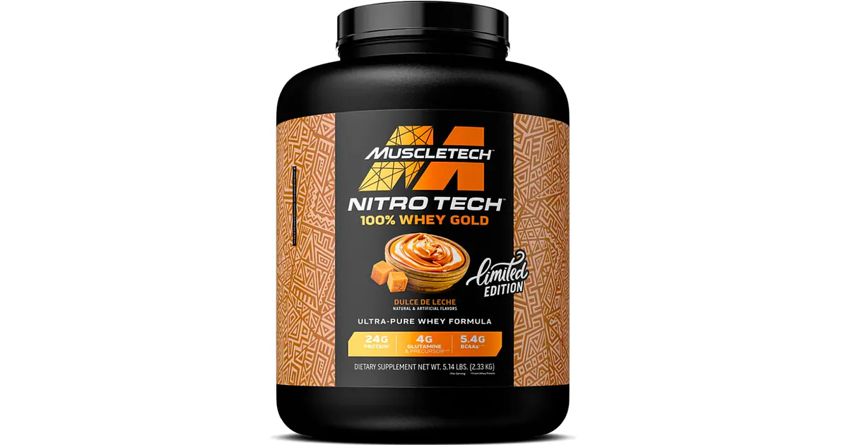Proteína Nitro Tech Gold MuscleTech 5 LB dulce de leche ⚡