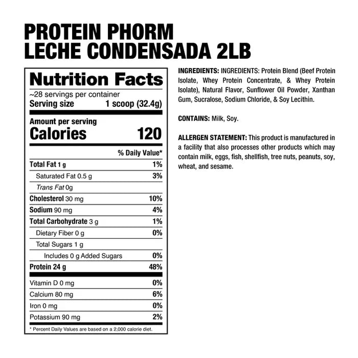 Proteína Phorm 2 LB leche condensada