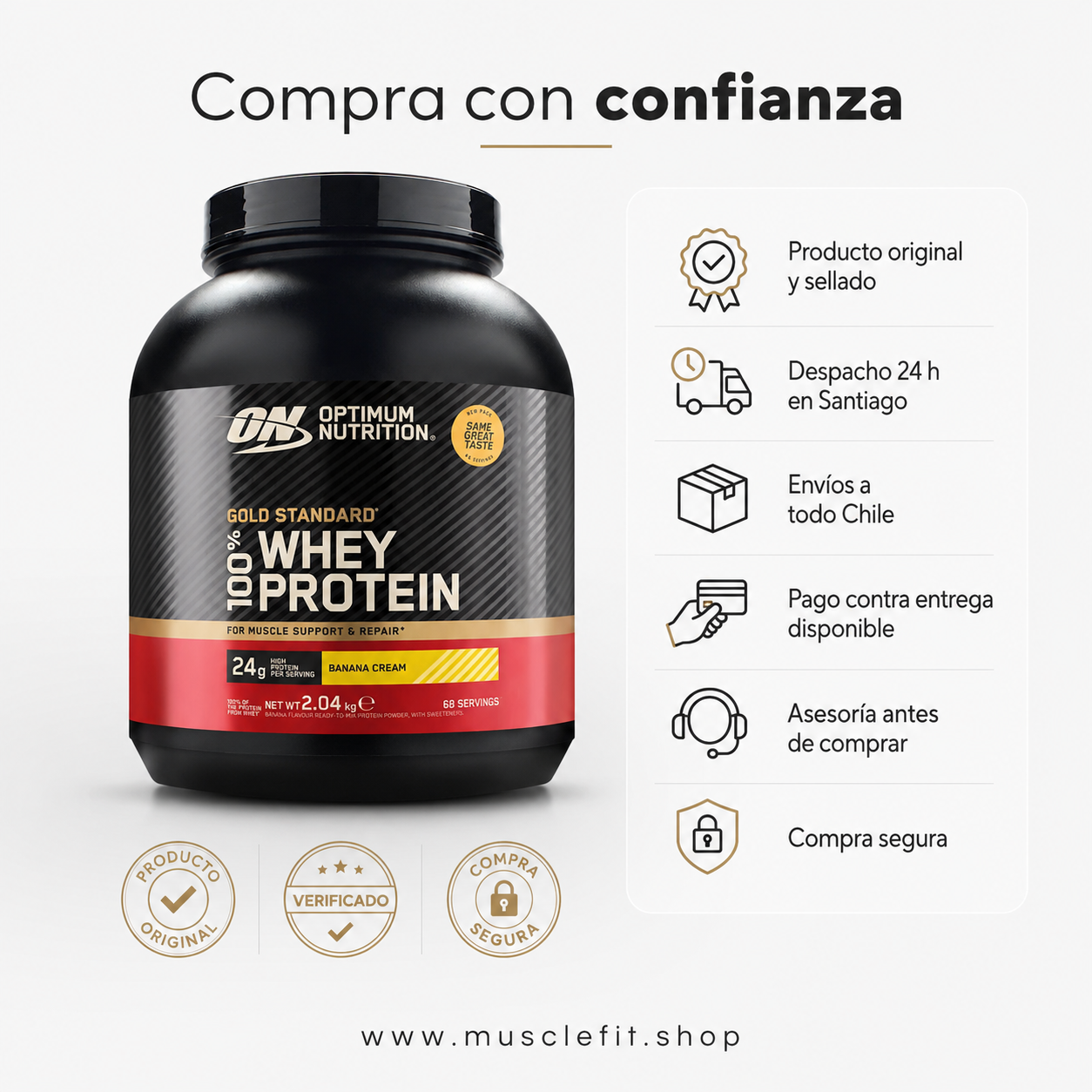 Gold Standard Whey 5 lb Optimum Nutrition | Chocolate blanco