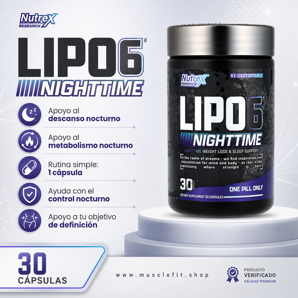 Quemador de grasa Lipo 6 Black Nighttime 60 capsulas