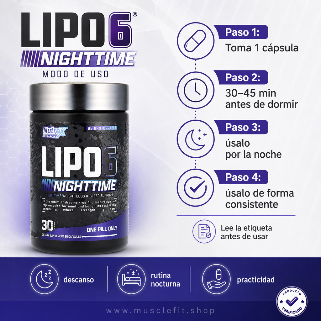 Quemador de grasa Lipo 6 Black Nighttime 60 capsulas