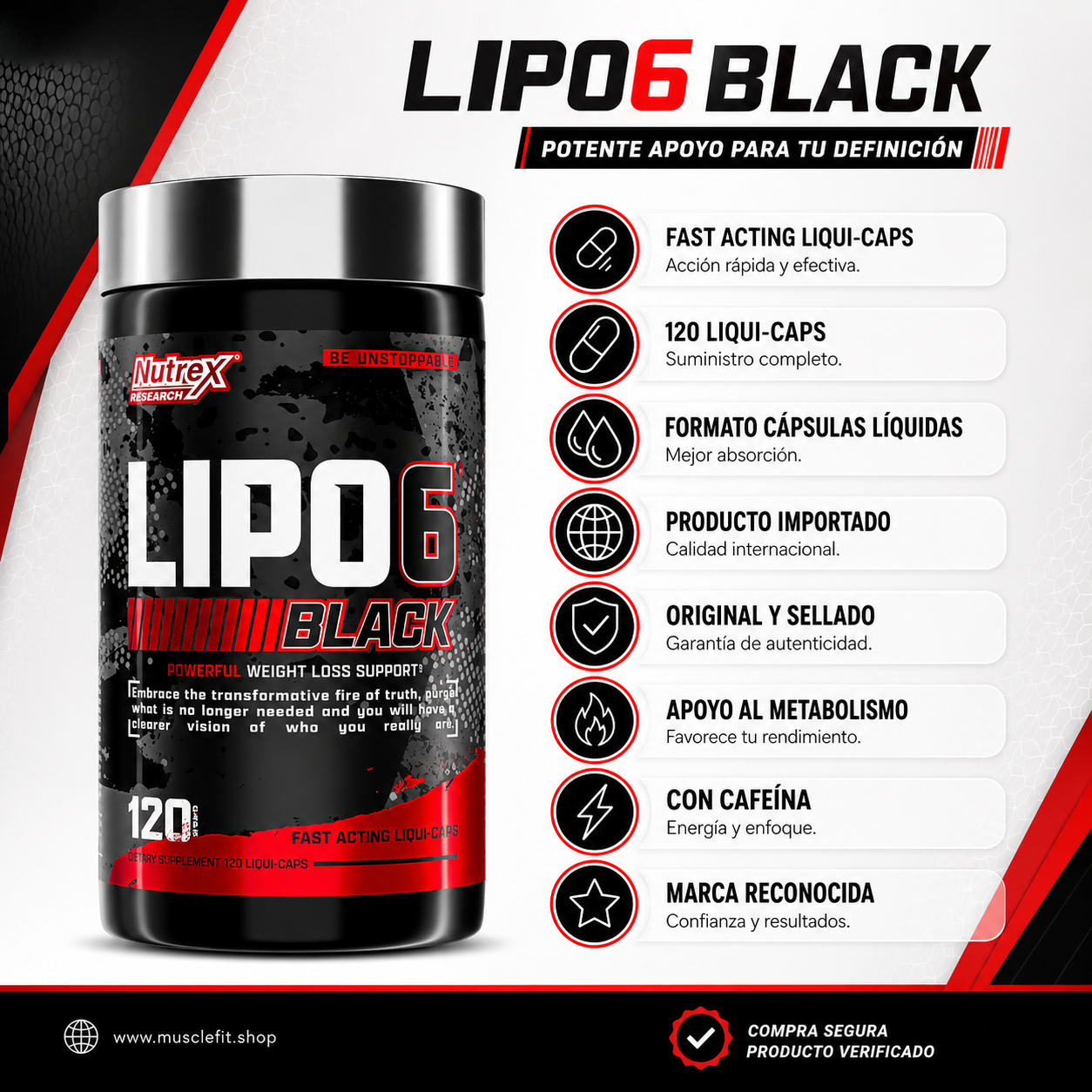 Quemador de grasa Lipo 6 Black Ultra 60caps