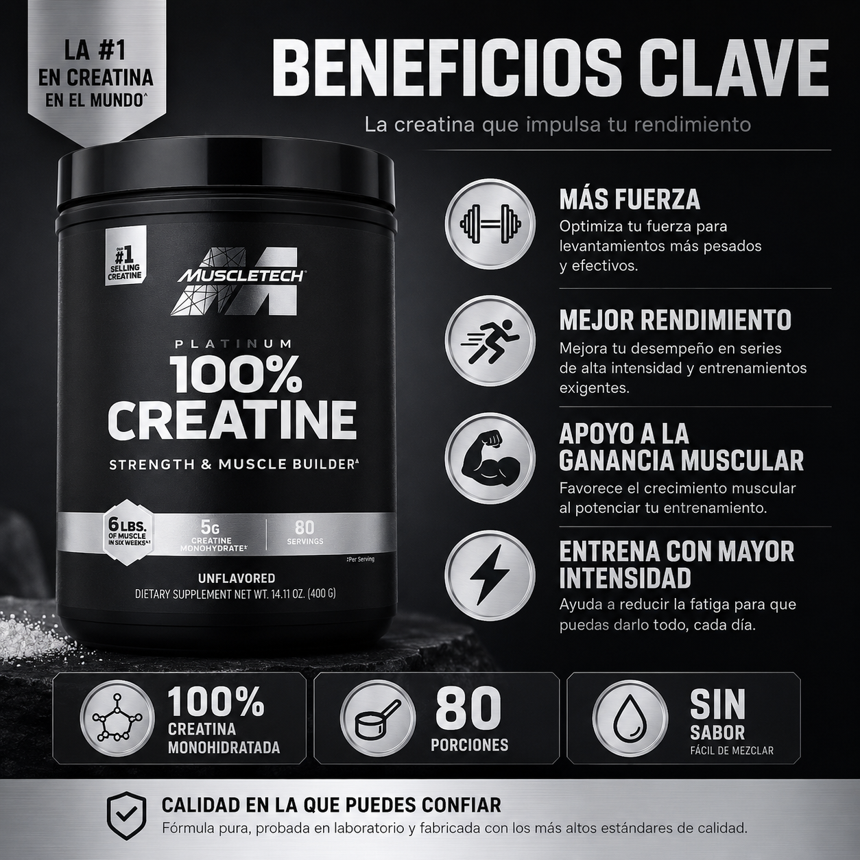 Creatina Platinum Muscletech 80 SV