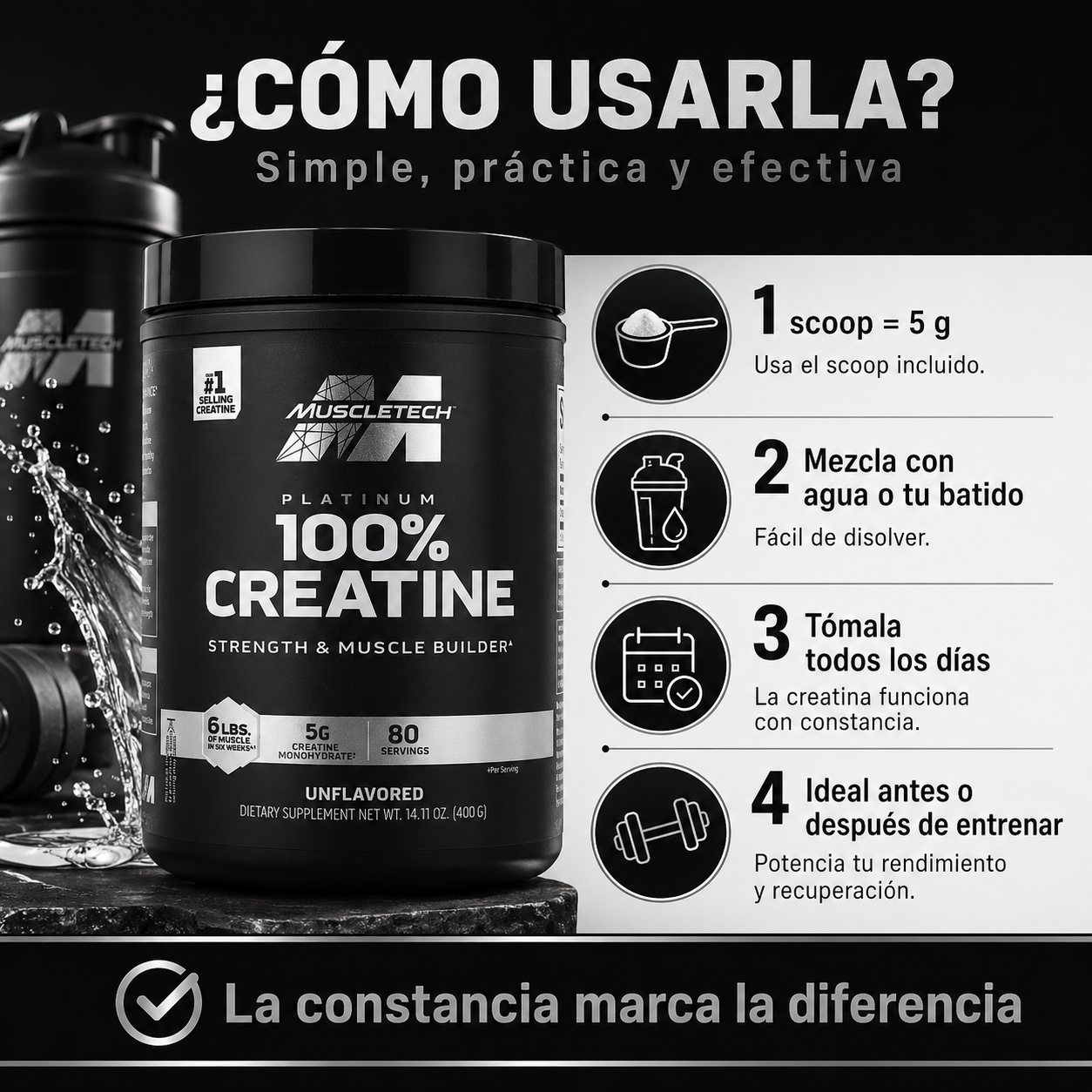 Creatina Platinum Muscletech 80 SV