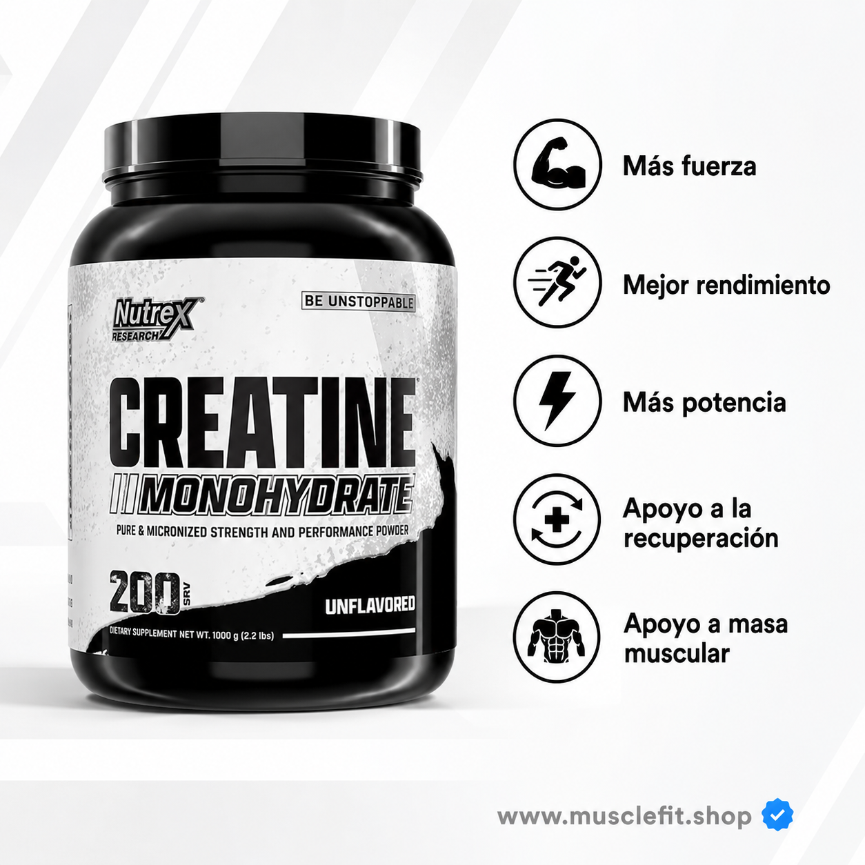 Creatina Monohidratada Nutrex 1 kilo - 200 SV