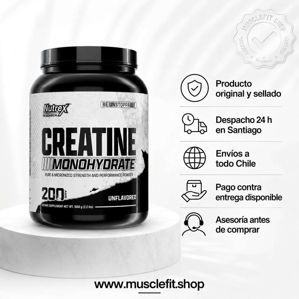 Creatina Monohidratada Nutrex 1 kilo - 200 SV