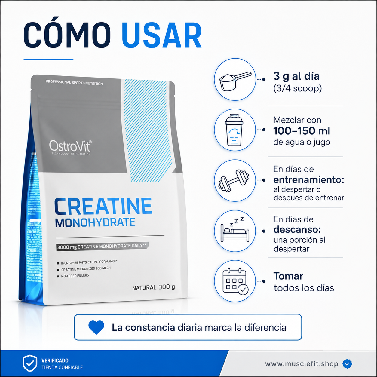 Creatina Monohidrata Ostrovit 60 Serv - 300g ⚡