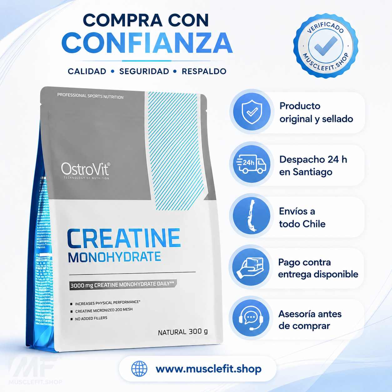 Creatina Monohidrata Ostrovit 60 Serv - 300g ⚡