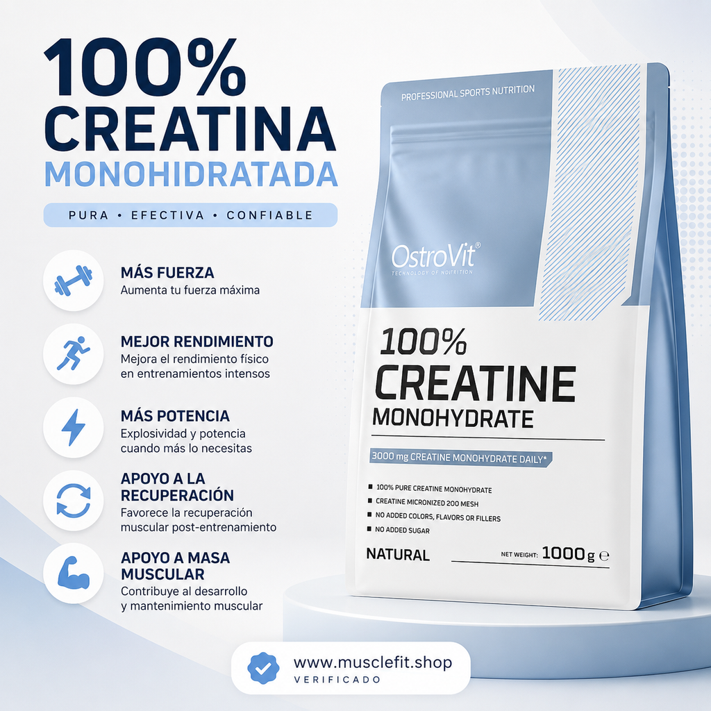 Creatina Monohidratada 200serv - 1 Kg sin sabor ⚡