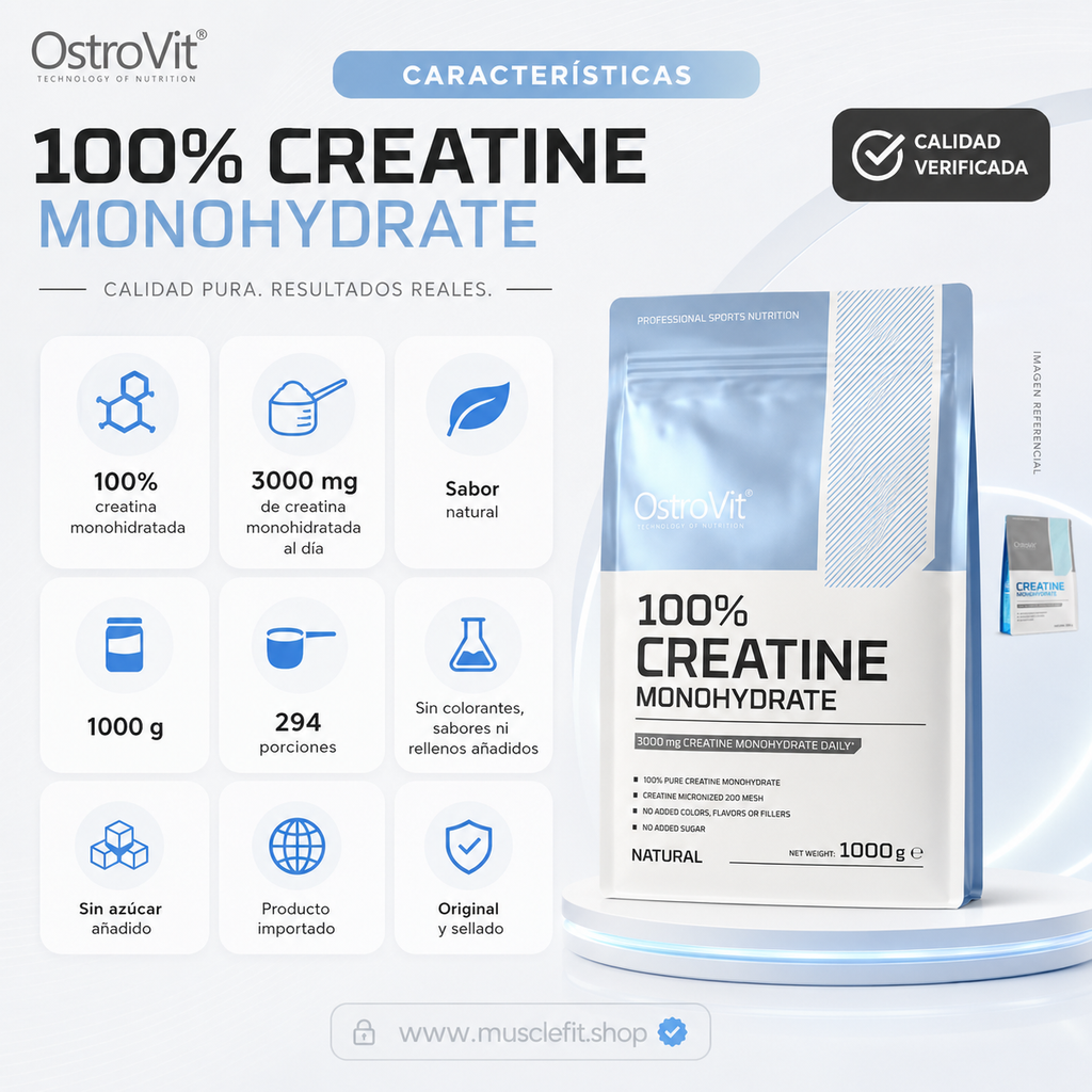 Creatina Monohidratada 200serv - 1 Kg sin sabor ⚡