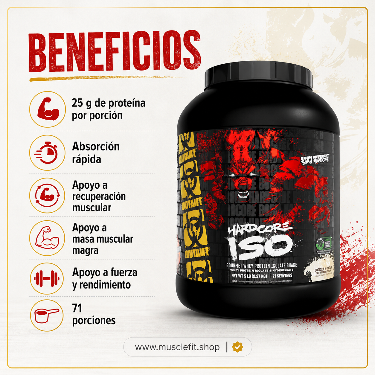 Proteína ISO Surge Mutant 5 LB triple chocolate