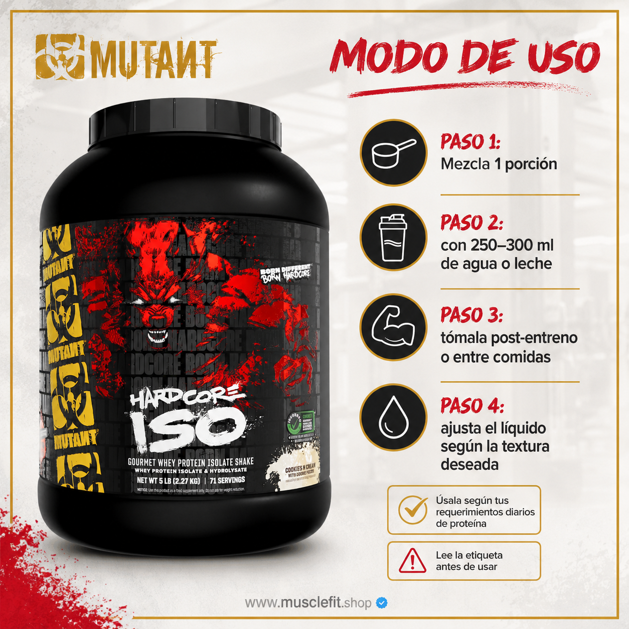 Proteína ISO Surge Mutant 5 LB triple chocolate