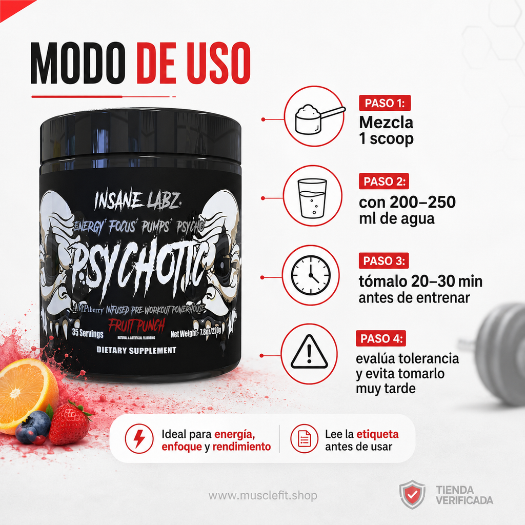 Pre Entreno Psychotic Black Insane fruit punch