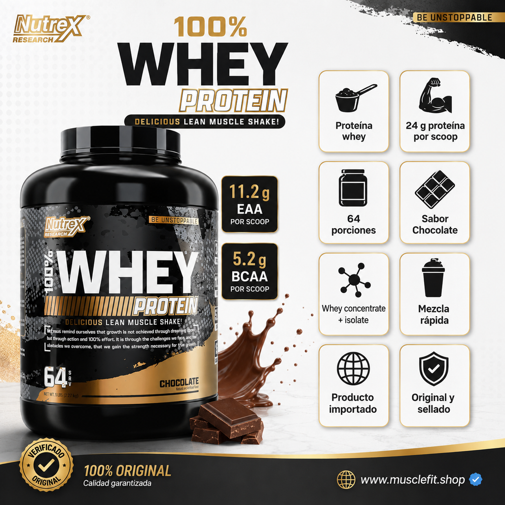 Proteína 100% Whey Nutrex 5 LB chocolate