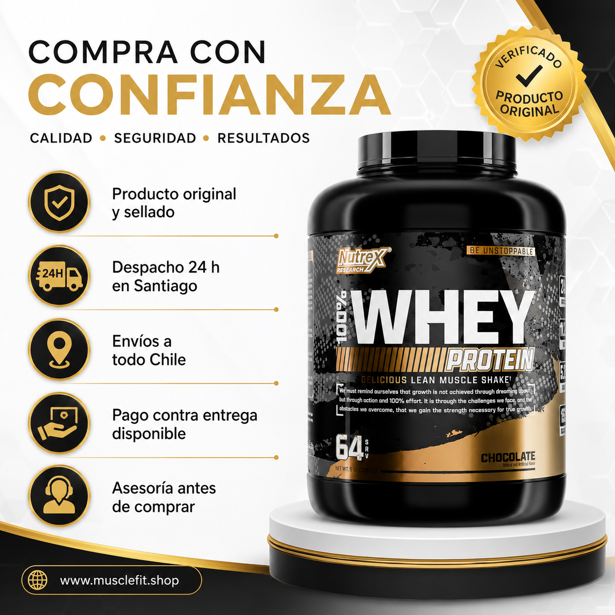Proteína 100% Whey Nutrex 5 LB chocolate