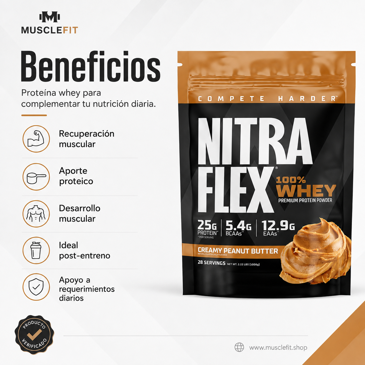 Proteína Nitraflex 2 LB mantequilla de maní