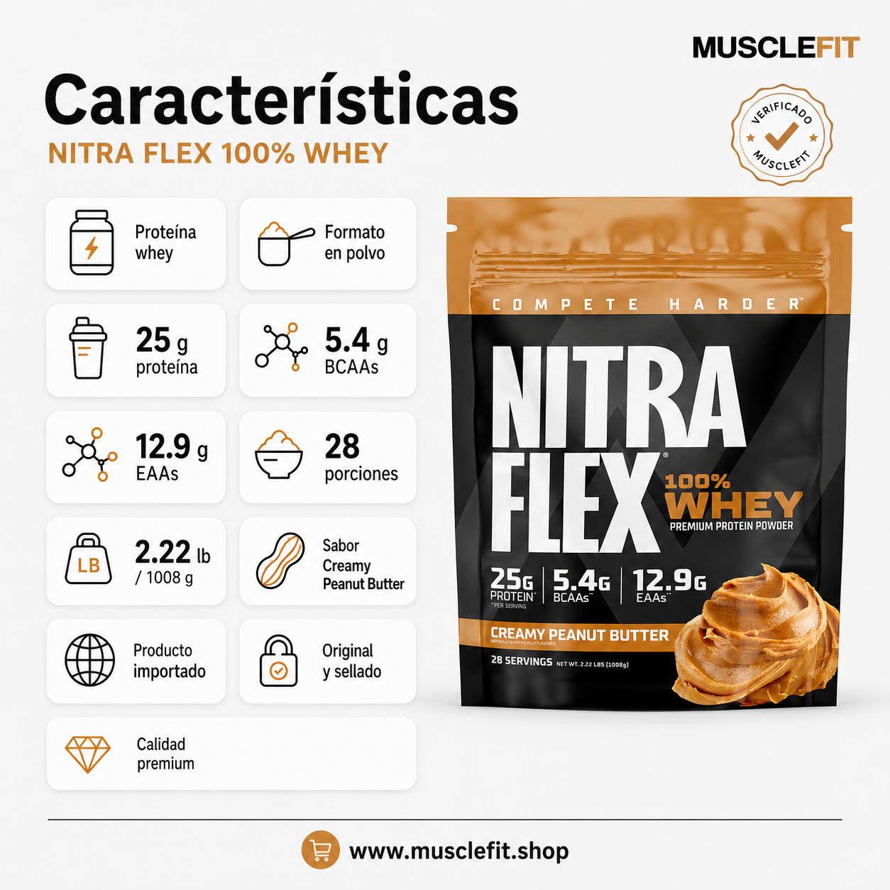 Proteína Nitraflex 2 LB mantequilla de maní