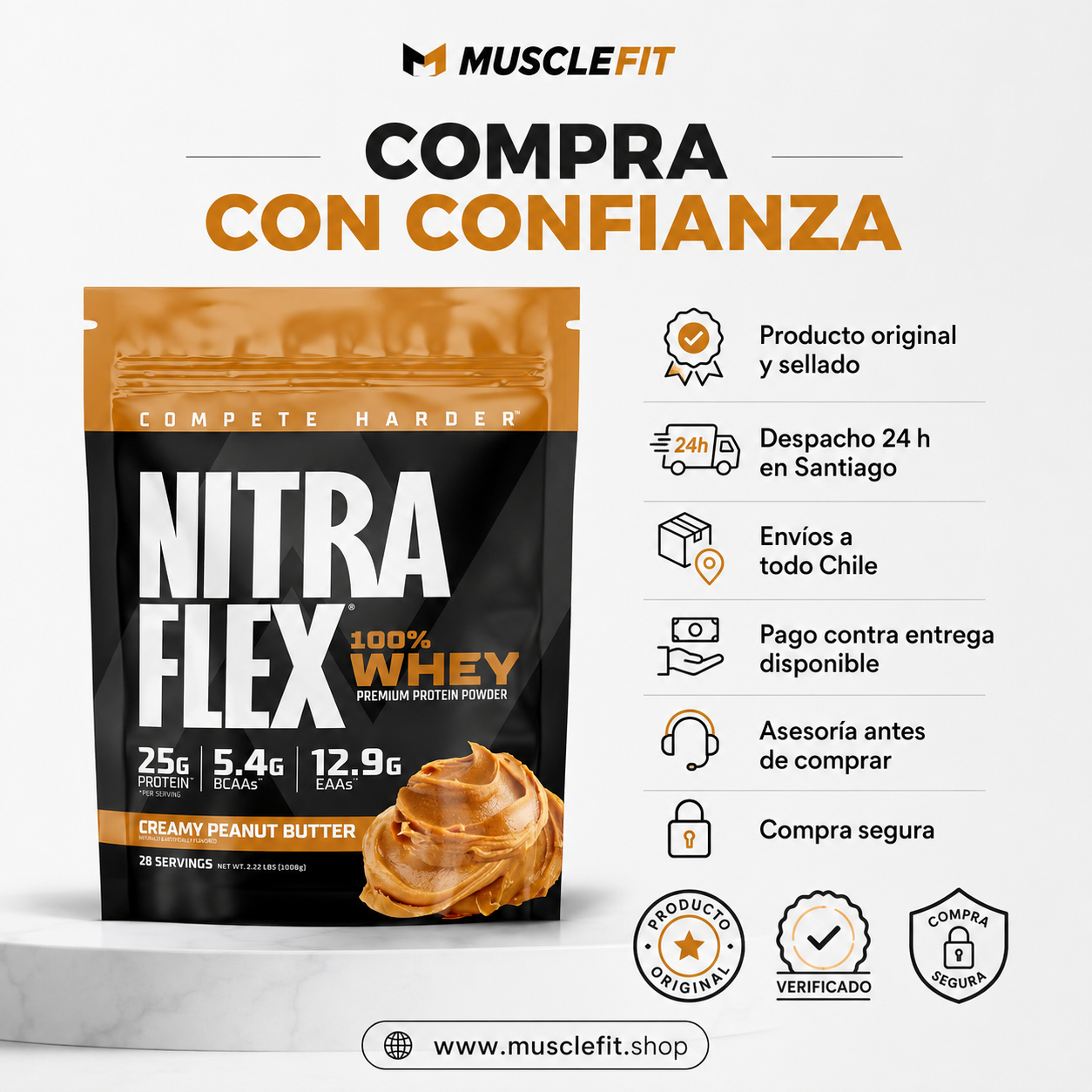 Proteína Nitraflex 2 LB mantequilla de maní