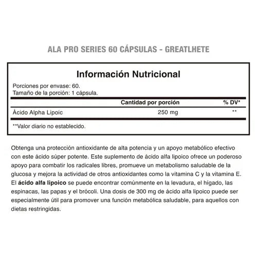 Ácido Alpha Lipoic Ala Pro Greathlete