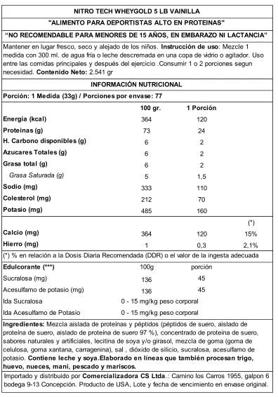 Proteína Nitro Tech Whey Performance 5 LB vainilla