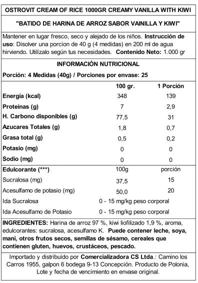 Crema de arroz Ostrovit 1kg manzana