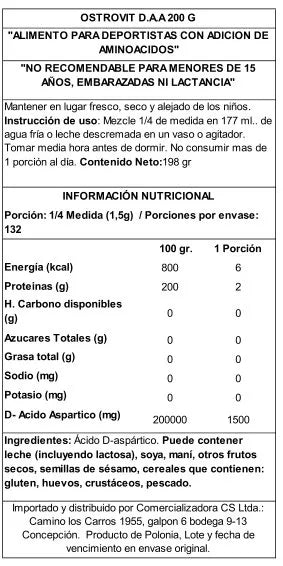 Ácido aspártico Ostrovit D.A.A.