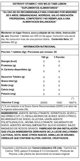 Vitamina C 1000mg efervescente