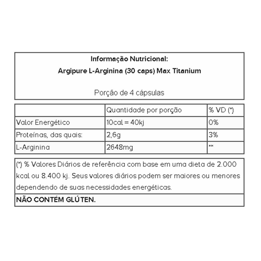 L-Arginina pura Max Titanium 30 cápsulas