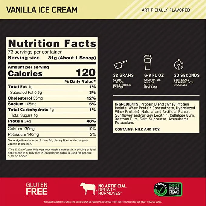 Proteína Optimum Nutrition Gold Standard Whey 5 LB vainilla