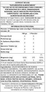 Citrato de Magnesio MG+B6 OstroVit 124g