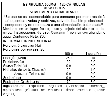 Spirulina NOW 500mg