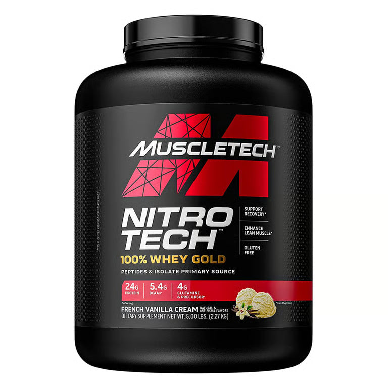 Proteína Nitro Tech Gold MuscleTech 5 LB vainilla ⚡
